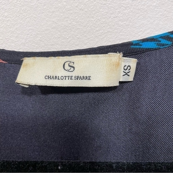 SILK Printed Charlotte Sparre mini dress with flutter sleeves size XS - Picture 3 of 7